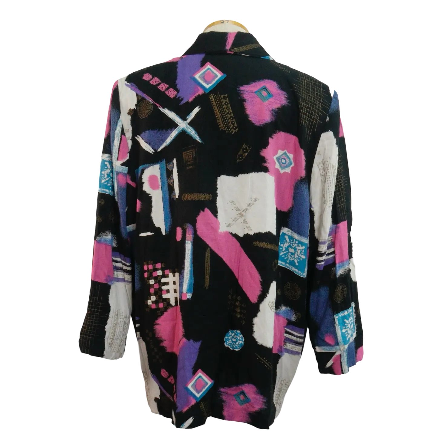 80s Kensington Square Black/Prpl/Pnk Blazer    L
