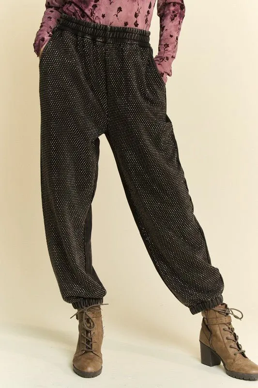 Black Rhinestone Encrusted Joggers