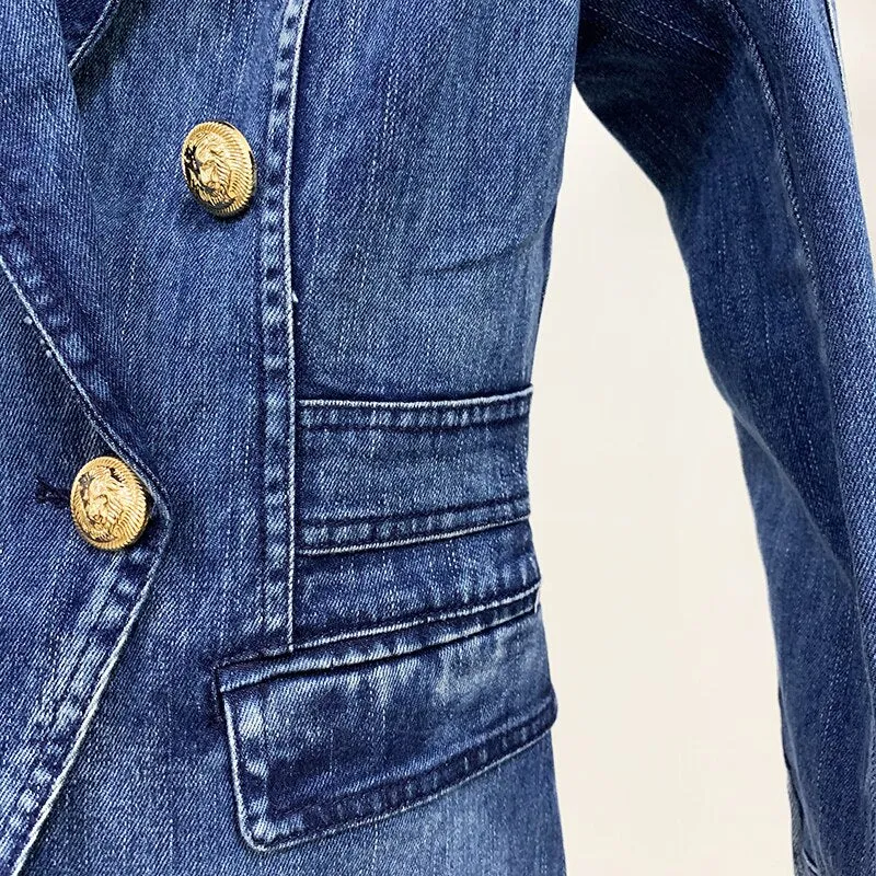 Double Breasted Denim Blazer