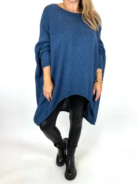 Made in Italy Lagenlook Lottie Plain Jumper Petrol Blue. code 3206