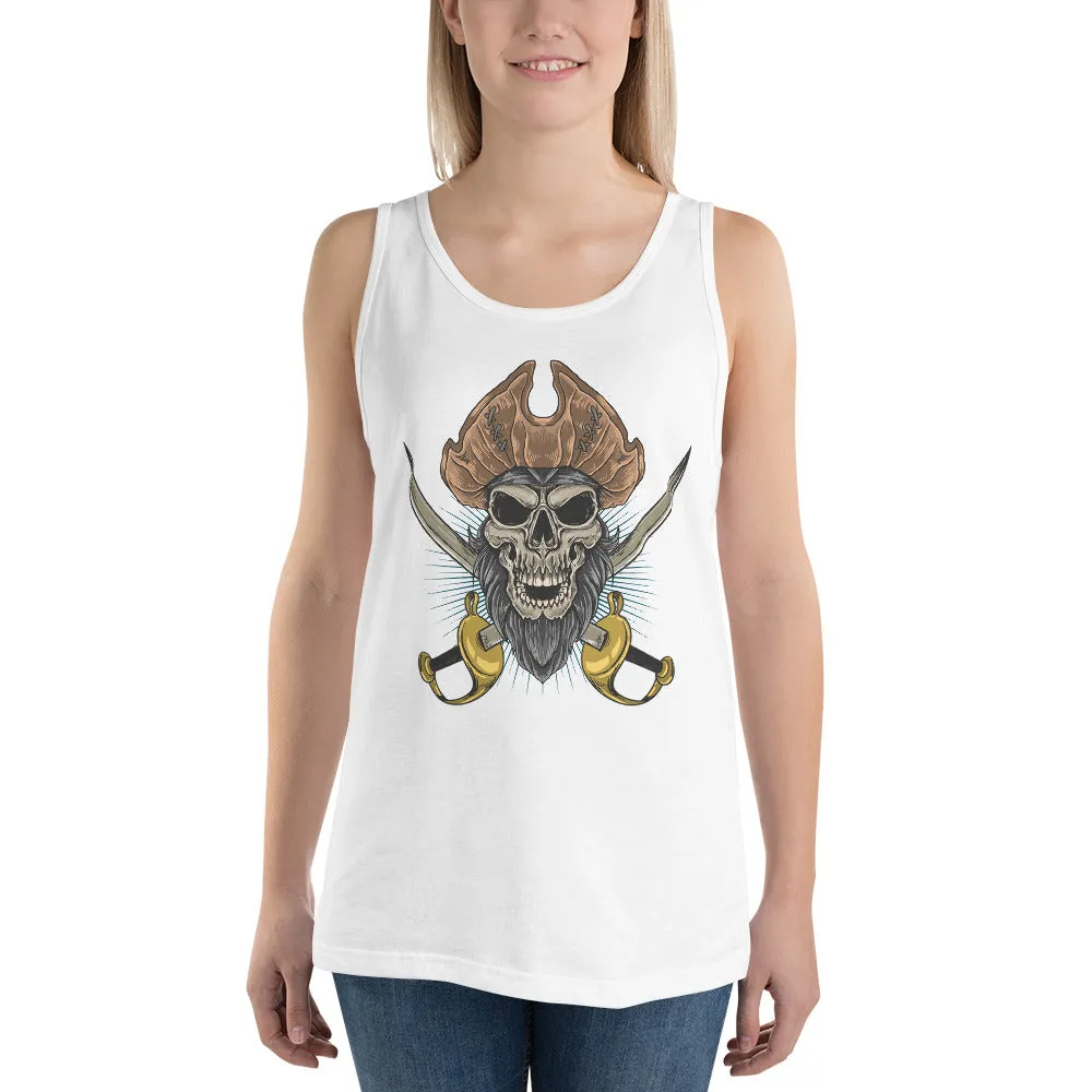 Pirate skull in front of crossed sabers Women's Tank Top
