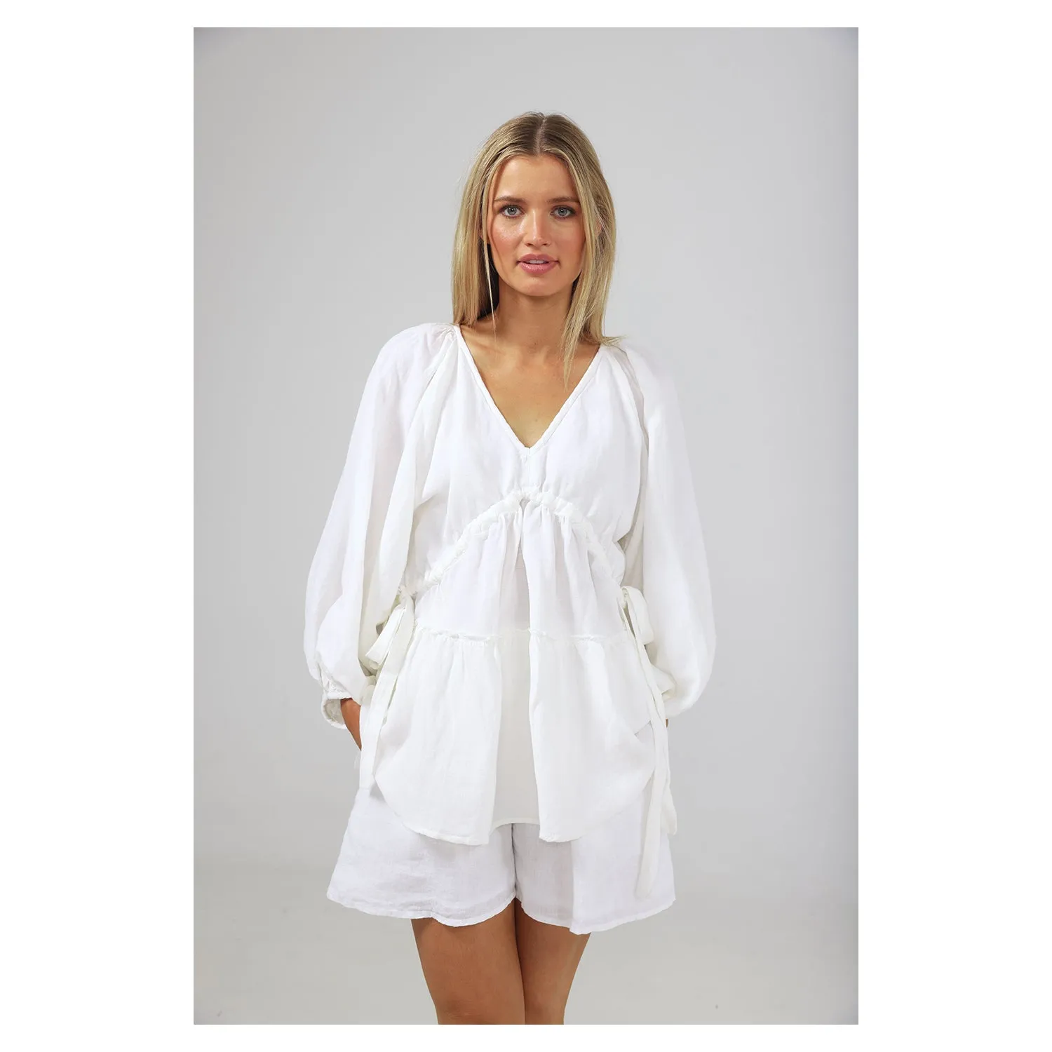 Top Wing & a Prayer - White Linen Viscose