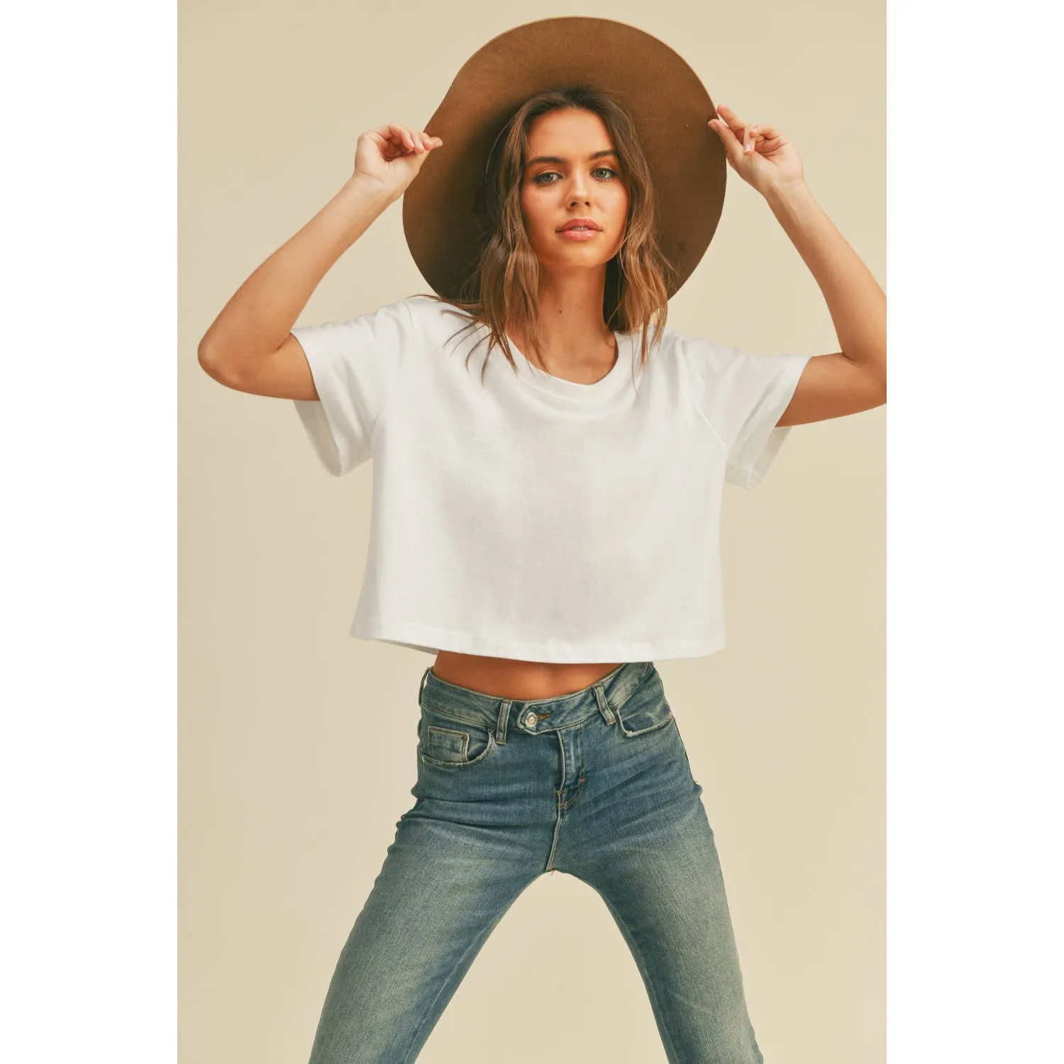 White Cotton Crop Tee&nbsp;