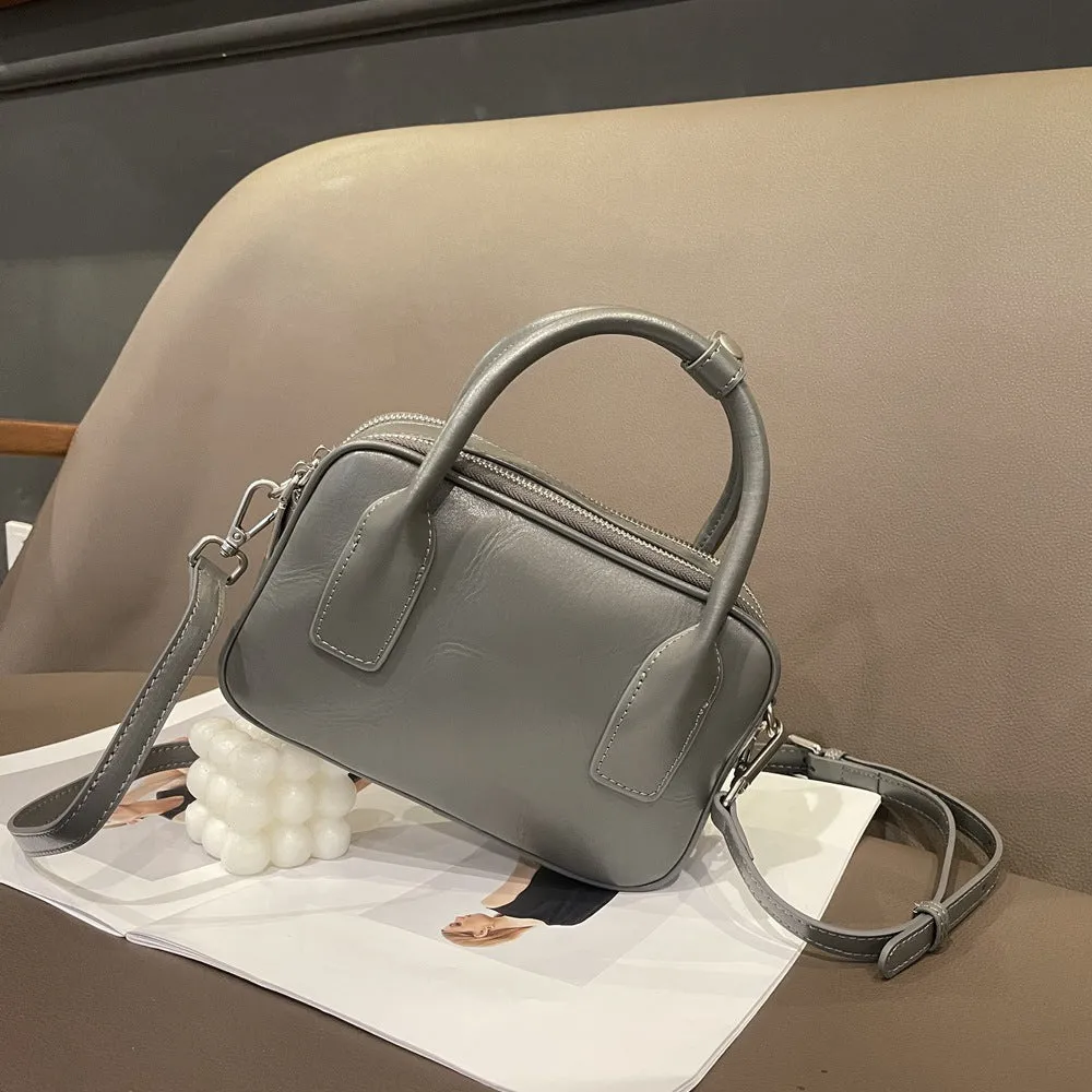 XIANGTUIBAO Cross-Border Vintage Leather Women Bag Fashion Top Layer Skeleton-Skin Boston Bag New Crossbody Hand Holding Pillow Bag 787